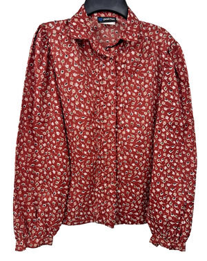 Panther Red Vintage Floral Long Sleeve Button Up Blouse Size 5/6